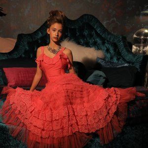 Loveshackfancy Sharelle Tiered Tulle Gown - Passion Pink - Size 4